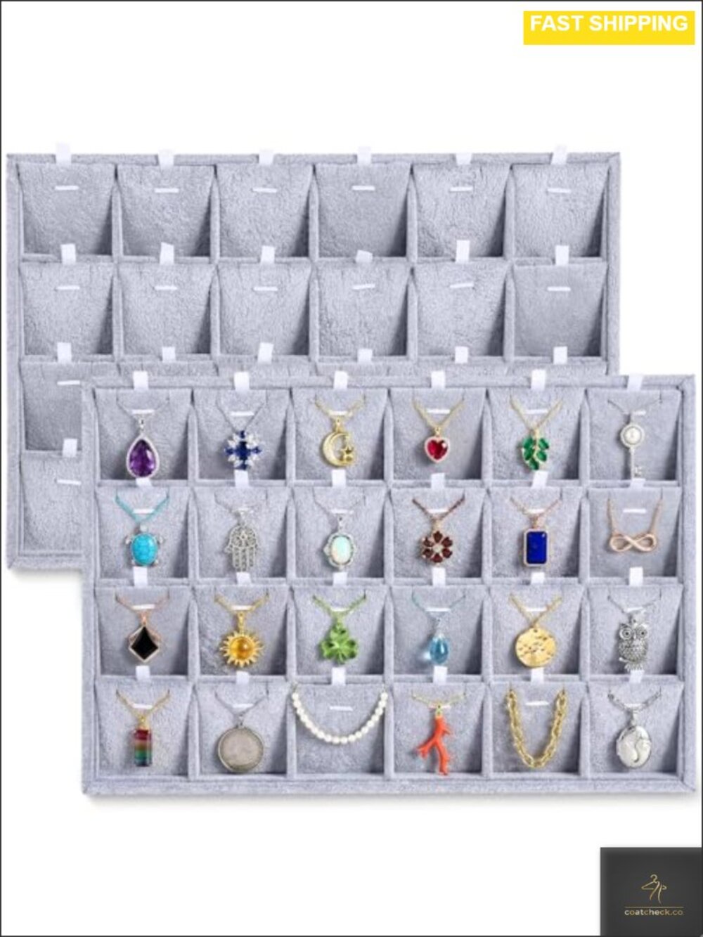Stackable Jewelry Organizer Tray Velvet Display Case Removable Dividers 24 Grid